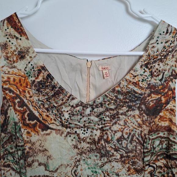 Reba Cream Orange Fairygrunge Whimsygoth Rhinestone Boho Midi Dress Size 14 - Picture 4 of 7